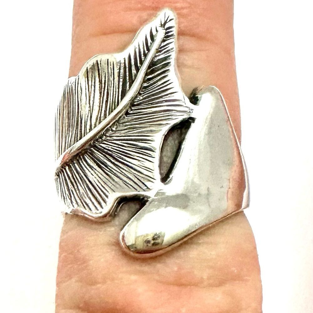 LEAF RING Sterling Silver 925 Stamped Size 8.5
